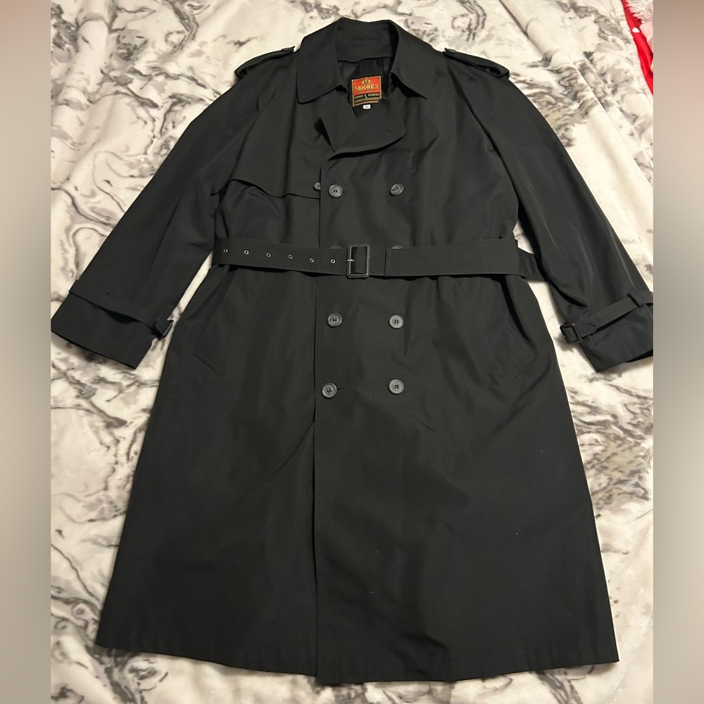 vintage Moores double-breasted black trench coat